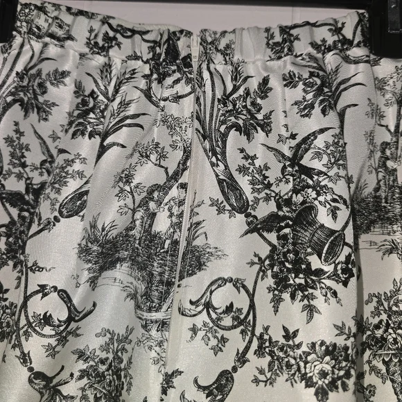 Cropped Ankle Pants French Toile Pattern Elastic Waist Pockets. Women's size 8 - Picture 5 of 7